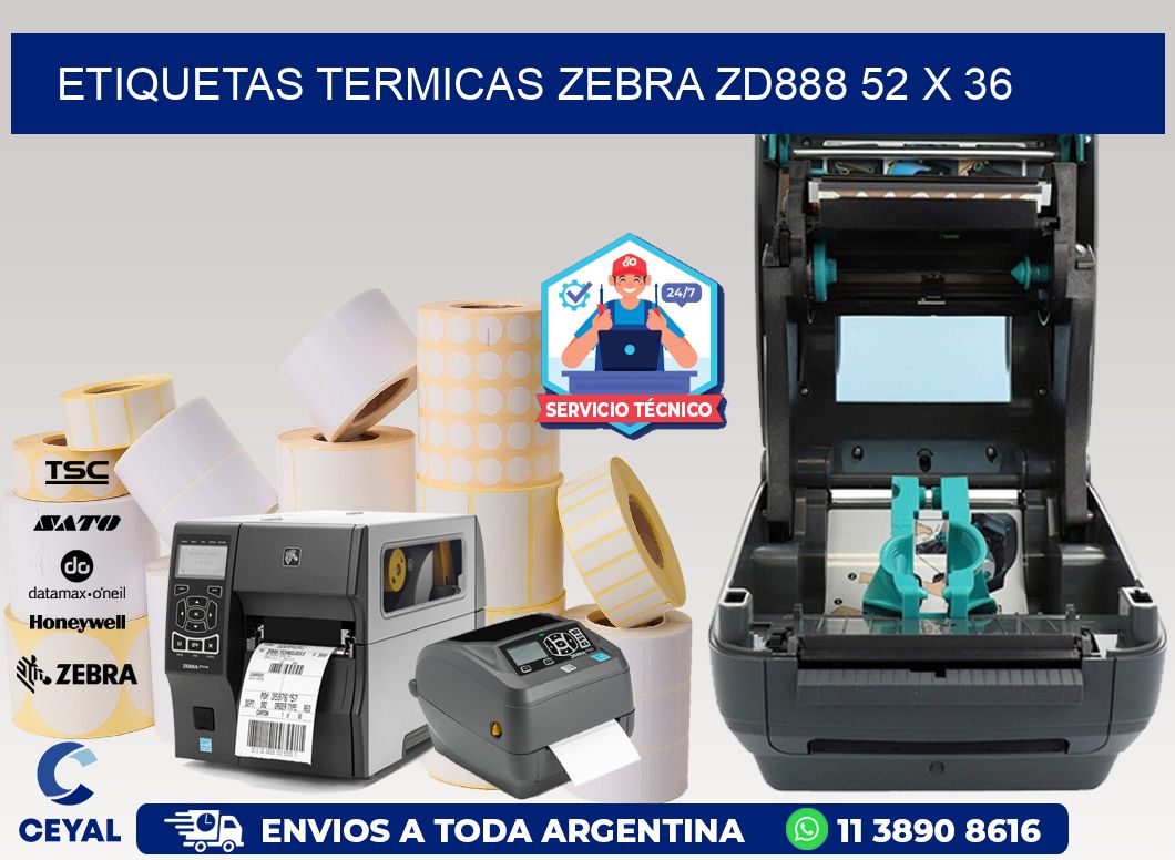 ETIQUETAS TERMICAS ZEBRA ZD888 52 x 36