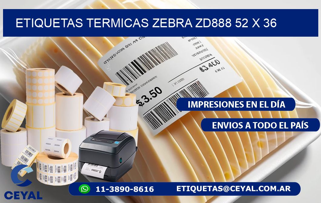 ETIQUETAS TERMICAS ZEBRA ZD888 52 x 36