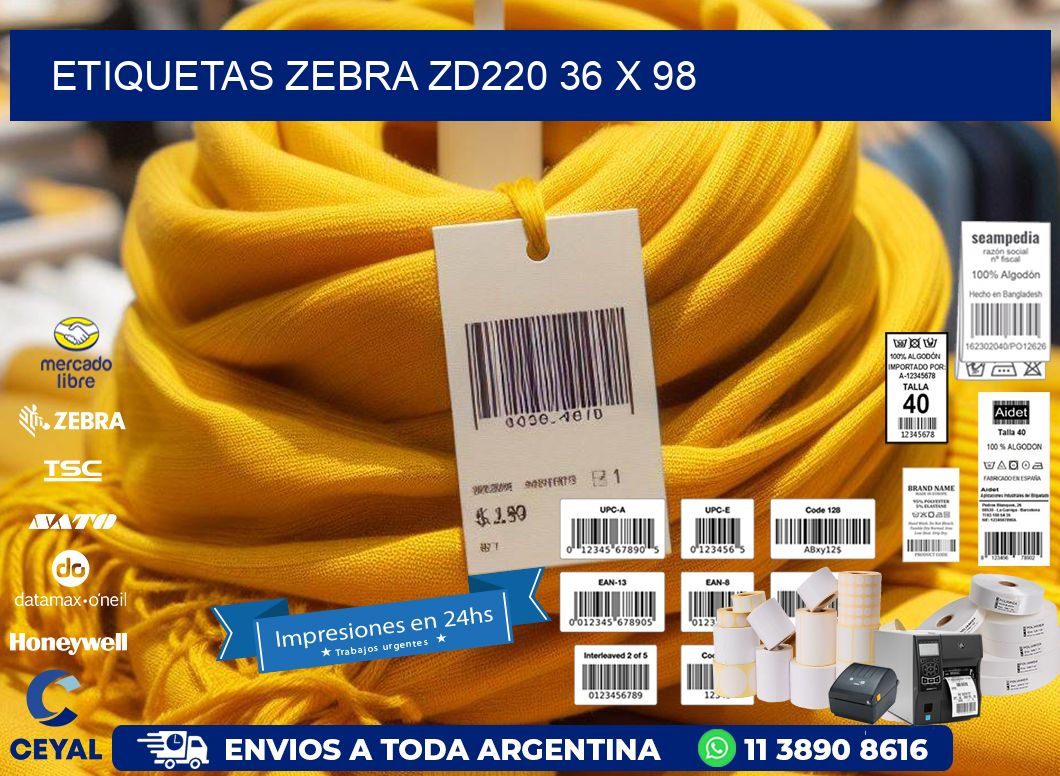 ETIQUETAS Zebra ZD220 36 x 98