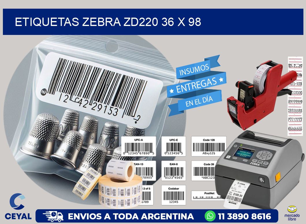 ETIQUETAS Zebra ZD220 36 x 98