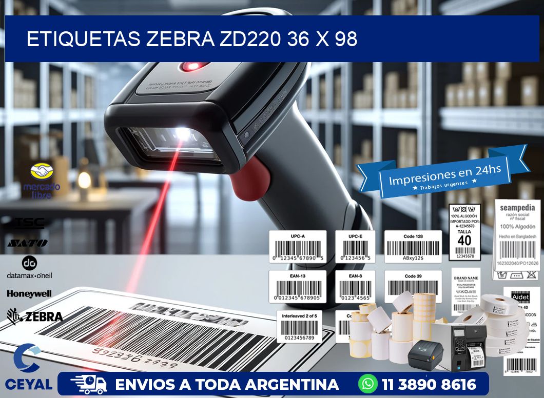 ETIQUETAS Zebra ZD220 36 x 98