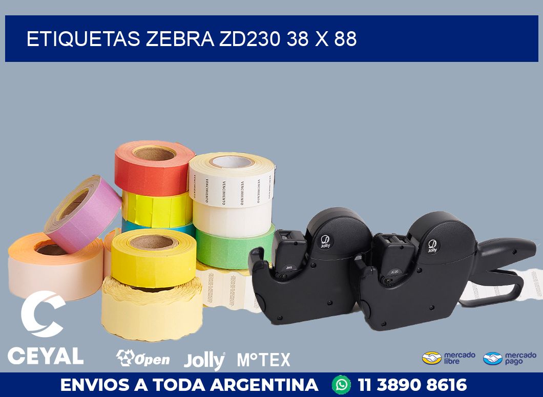 ETIQUETAS Zebra ZD230 38 x 88