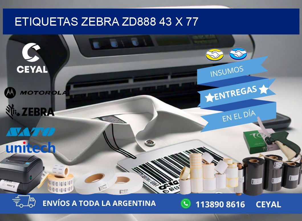 ETIQUETAS Zebra ZD888 43 x 77