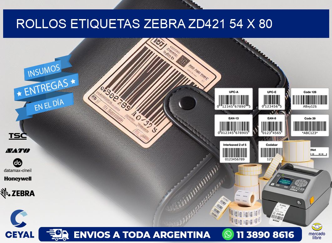 ROLLOS ETIQUETAS Zebra ZD421 54 x 80