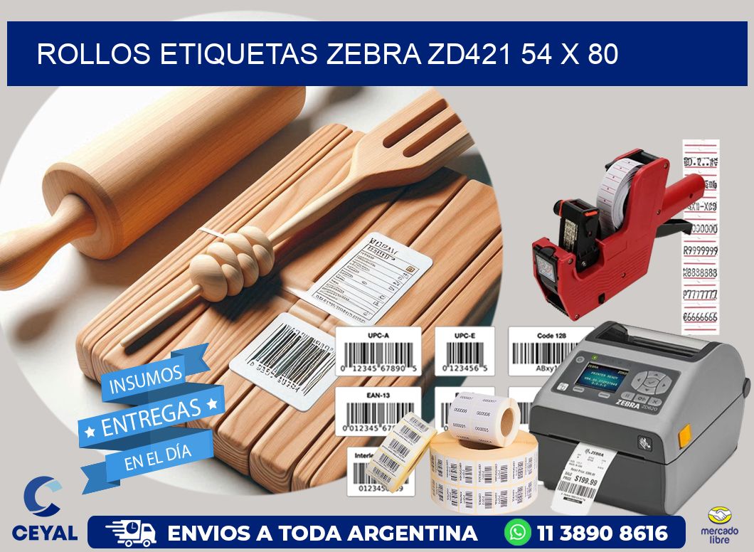 ROLLOS ETIQUETAS Zebra ZD421 54 x 80