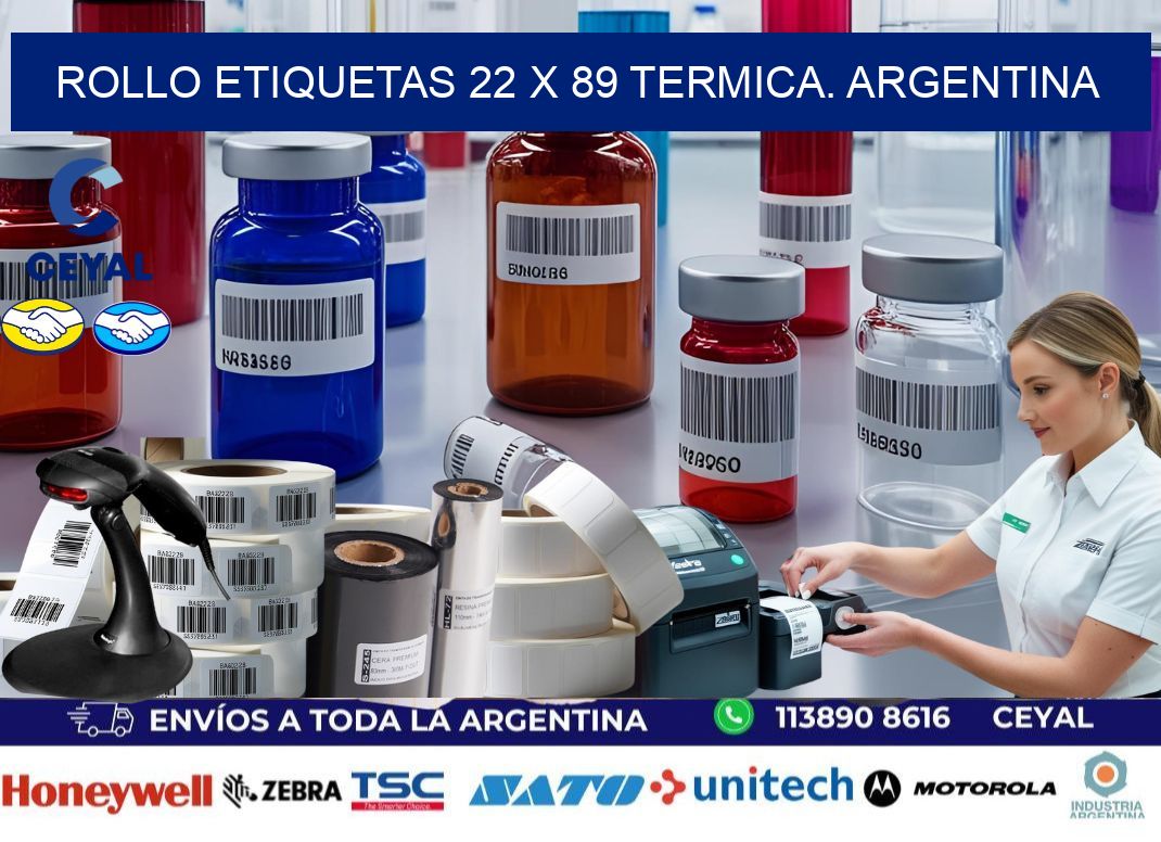 Rollo etiquetas 22 x 89 termica. Argentina