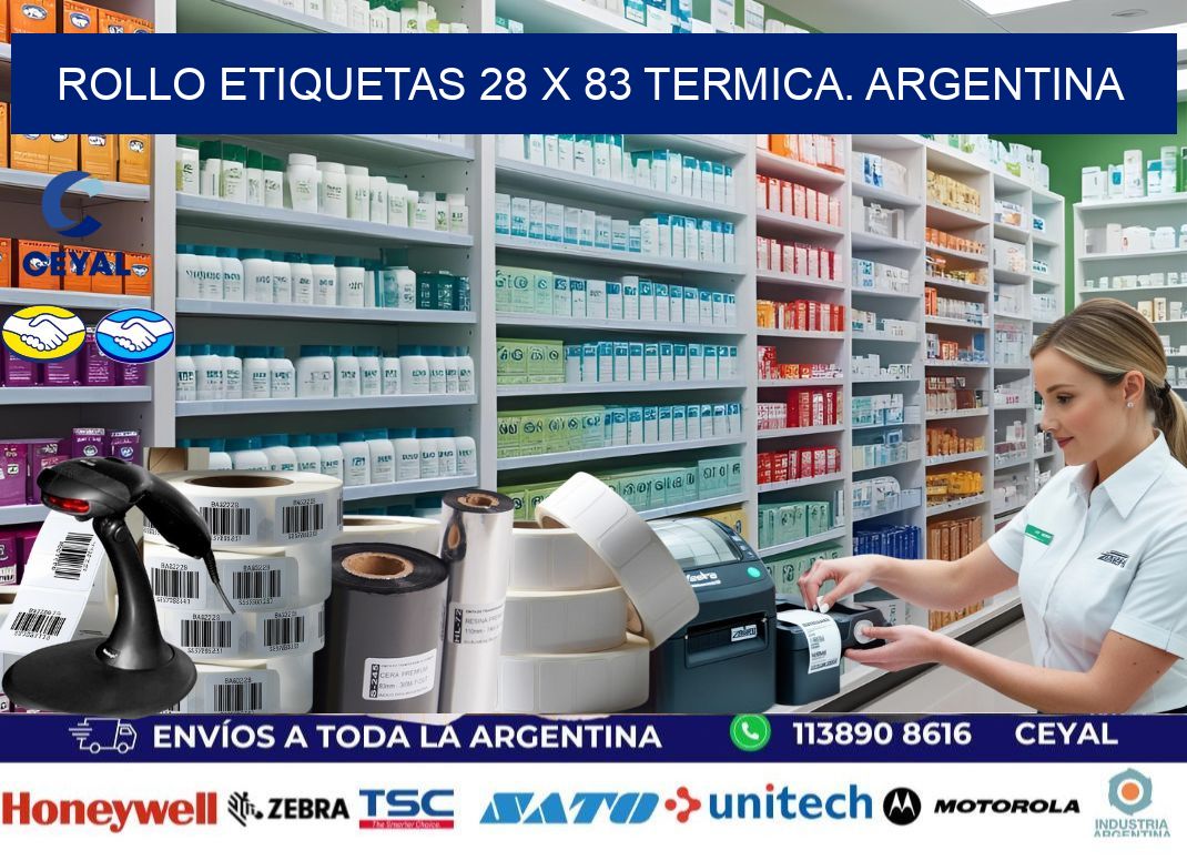 Rollo etiquetas 28 x 83 termica. Argentina
