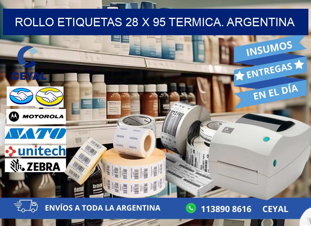 Rollo etiquetas 28 x 95 termica. Argentina