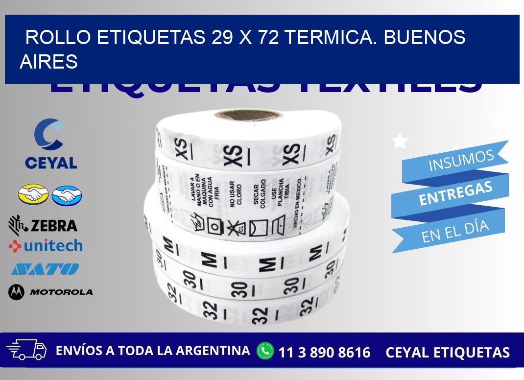 Rollo etiquetas 29 x 72 termica. Buenos Aires