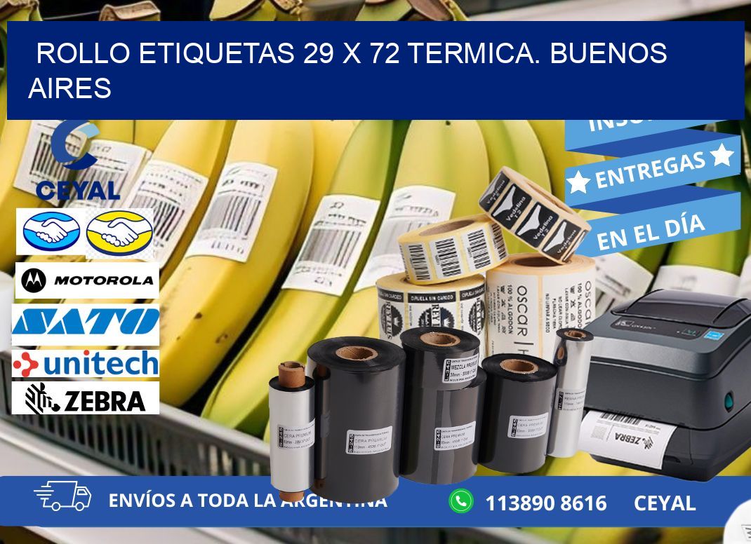 Rollo etiquetas 29 x 72 termica. Buenos Aires