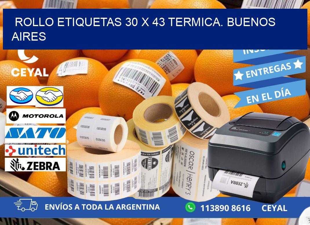 Rollo etiquetas 30 x 43 termica. Buenos Aires
