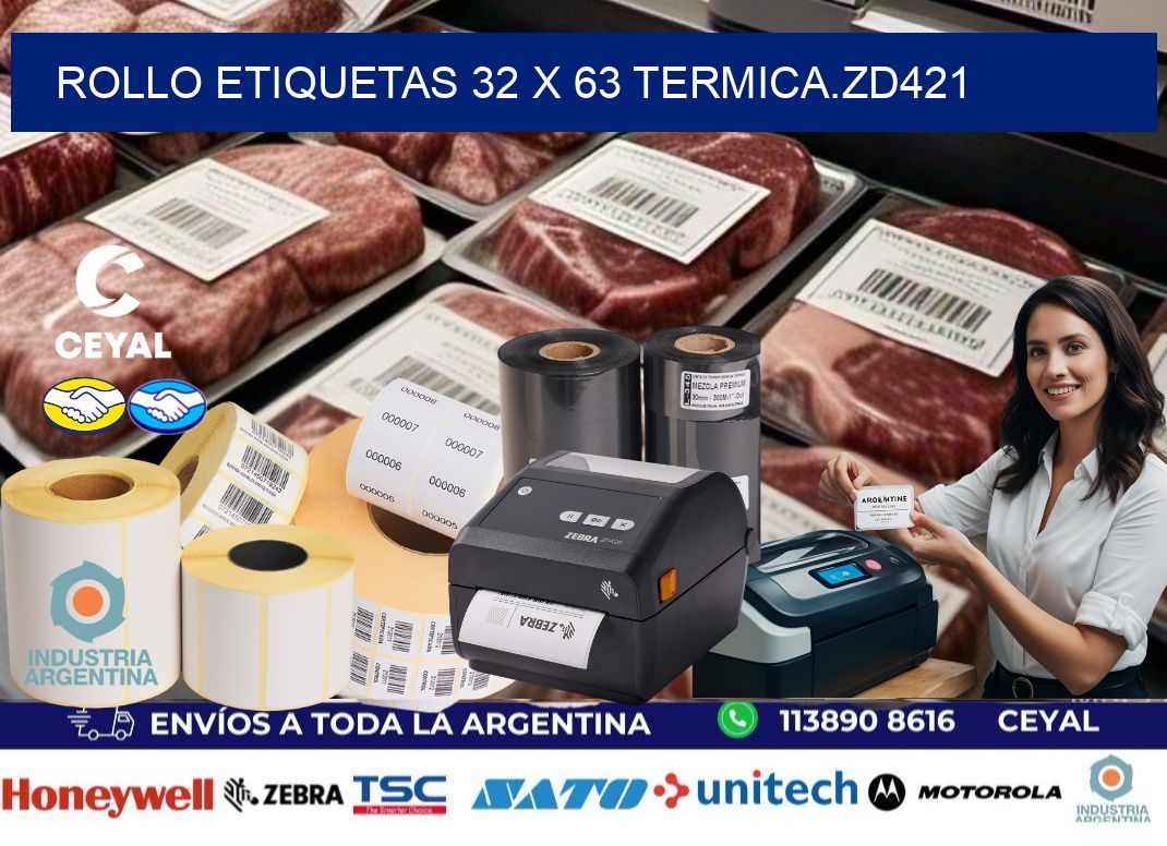 Rollo etiquetas 32 x 63 termica.zd421