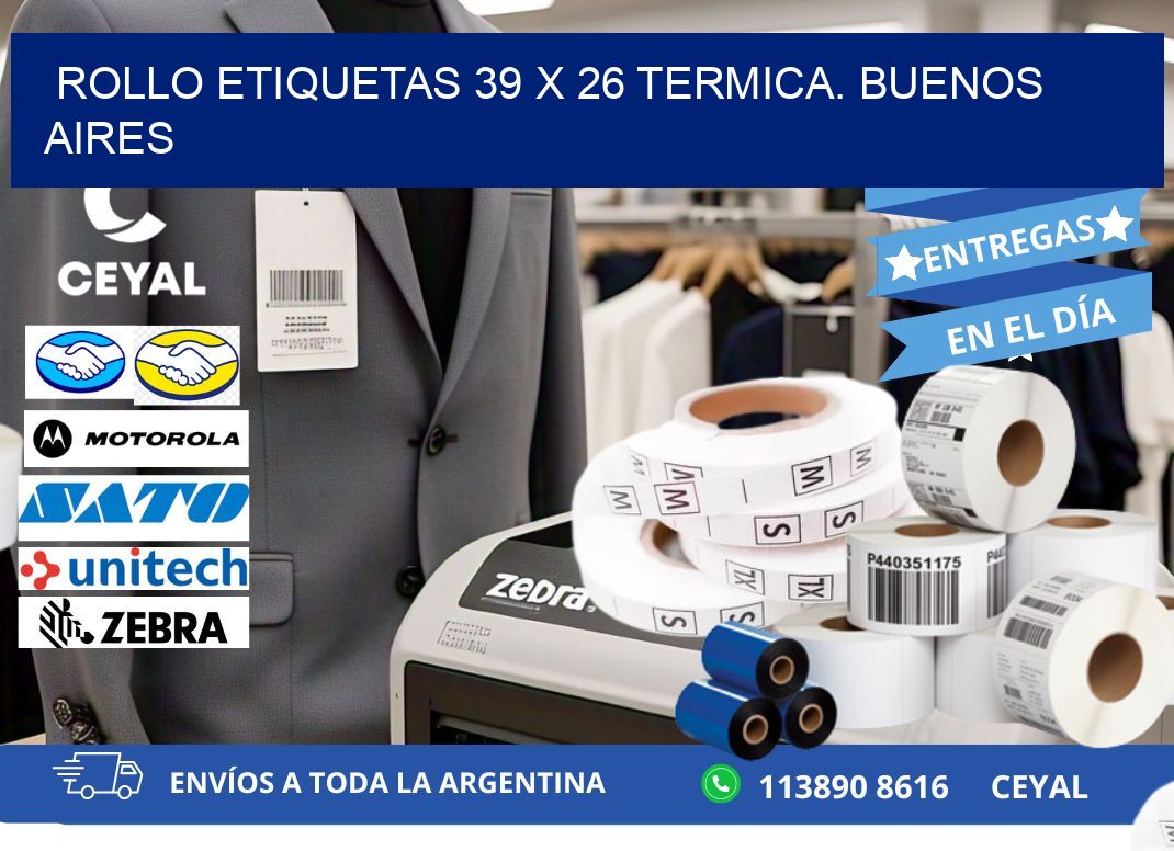 Rollo etiquetas 39 x 26 termica. Buenos Aires