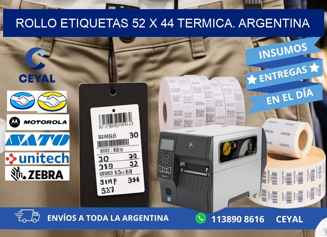 Rollo etiquetas 52 x 44 termica. Argentina