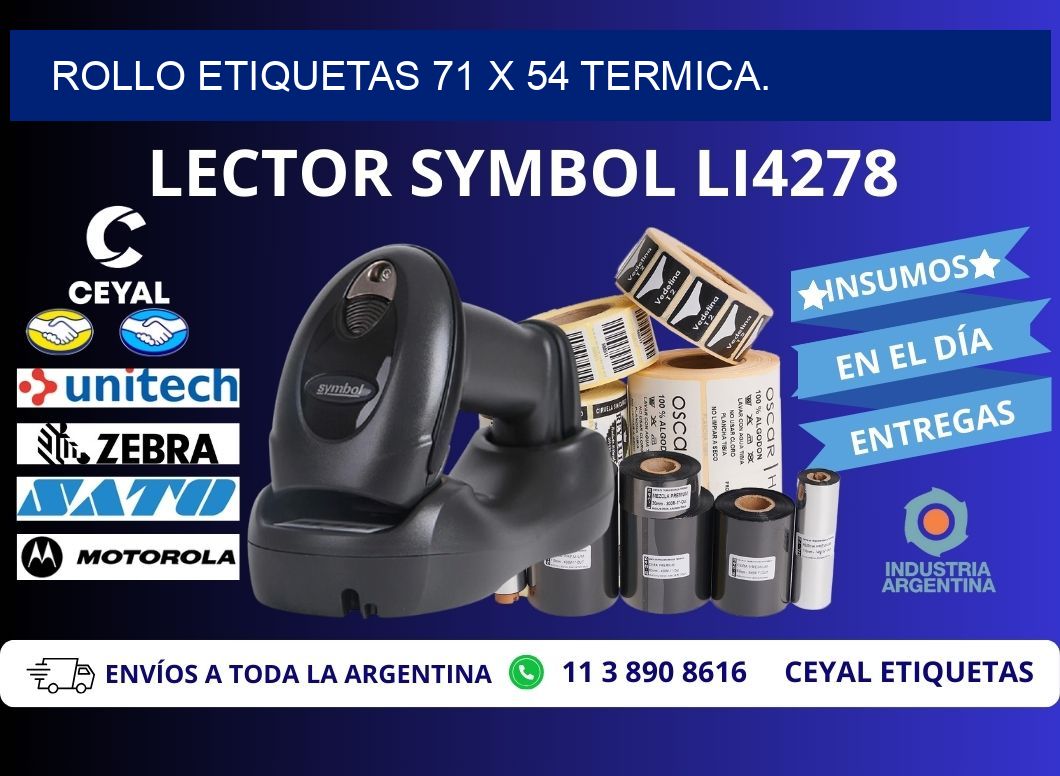 Rollo etiquetas 71 x 54 termica.
