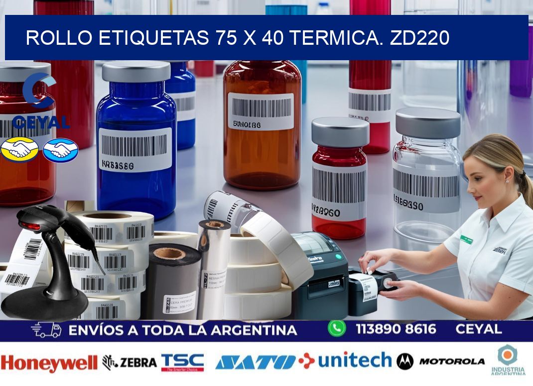 Rollo etiquetas 75 x 40 termica. zd220