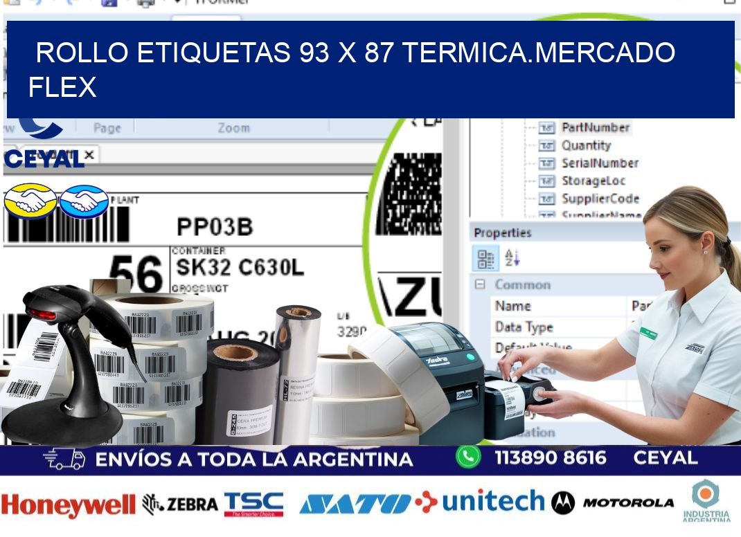 Rollo etiquetas 93 x 87 termica.MERCADO FLEX