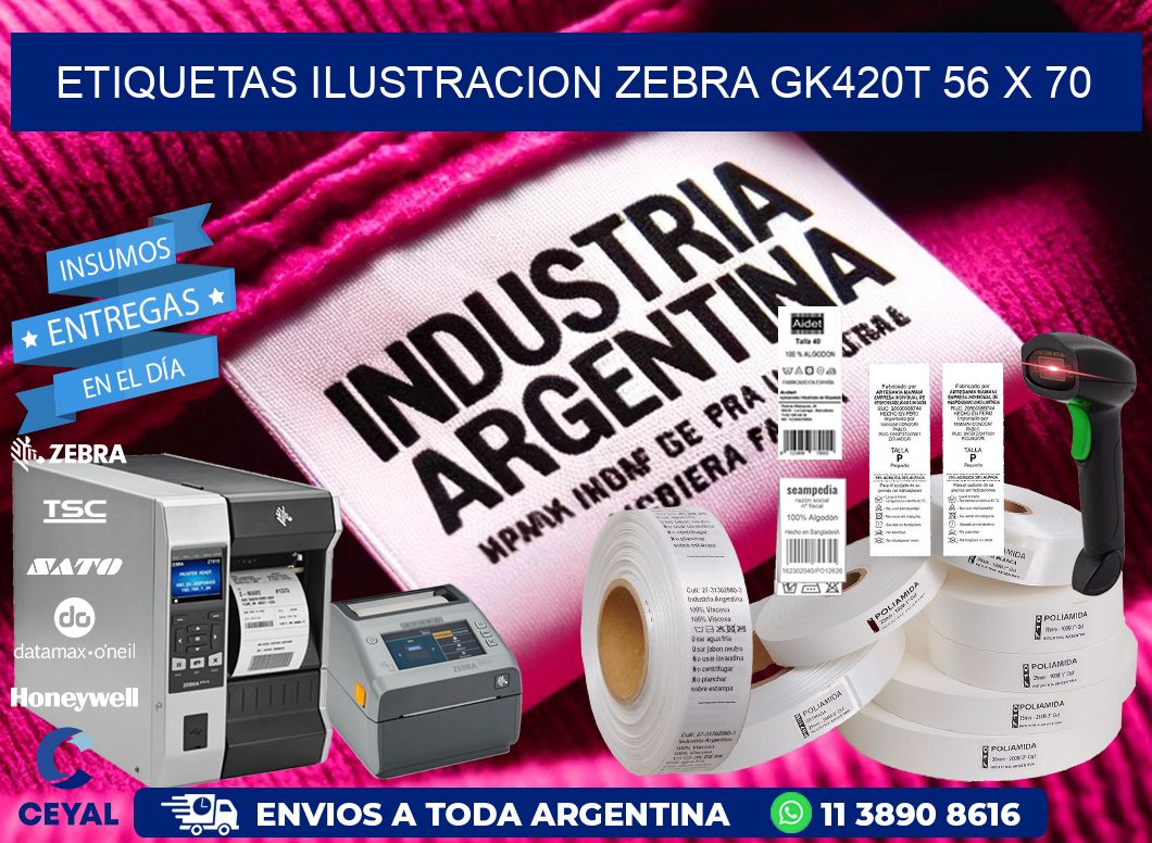 ETIQUETAS ILUSTRACION ZEBRA GK420T 56 x 70