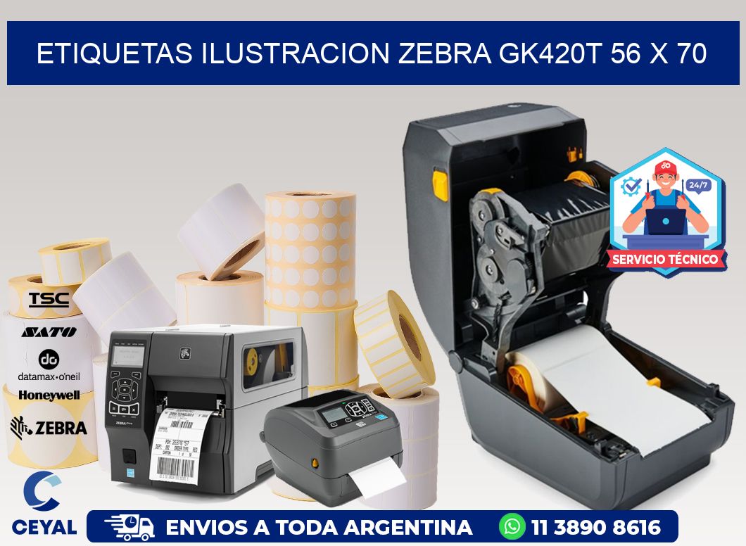 ETIQUETAS ILUSTRACION ZEBRA GK420T 56 x 70