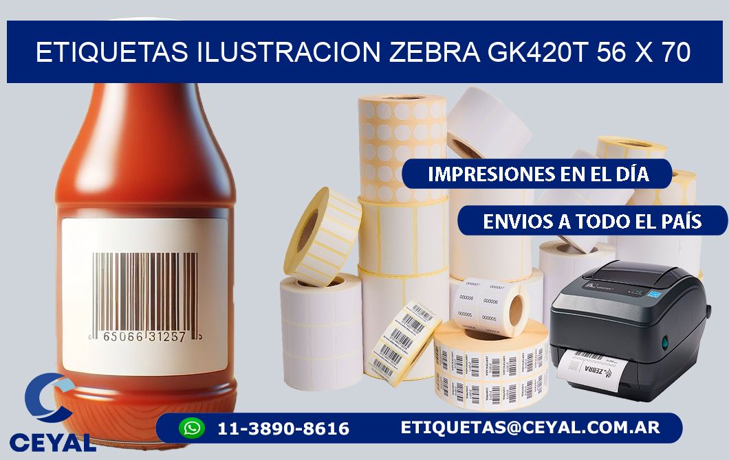 ETIQUETAS ILUSTRACION ZEBRA GK420T 56 x 70