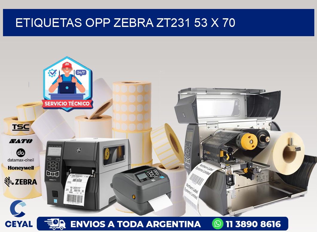 ETIQUETAS OPP ZEBRA ZT231 53 x 70