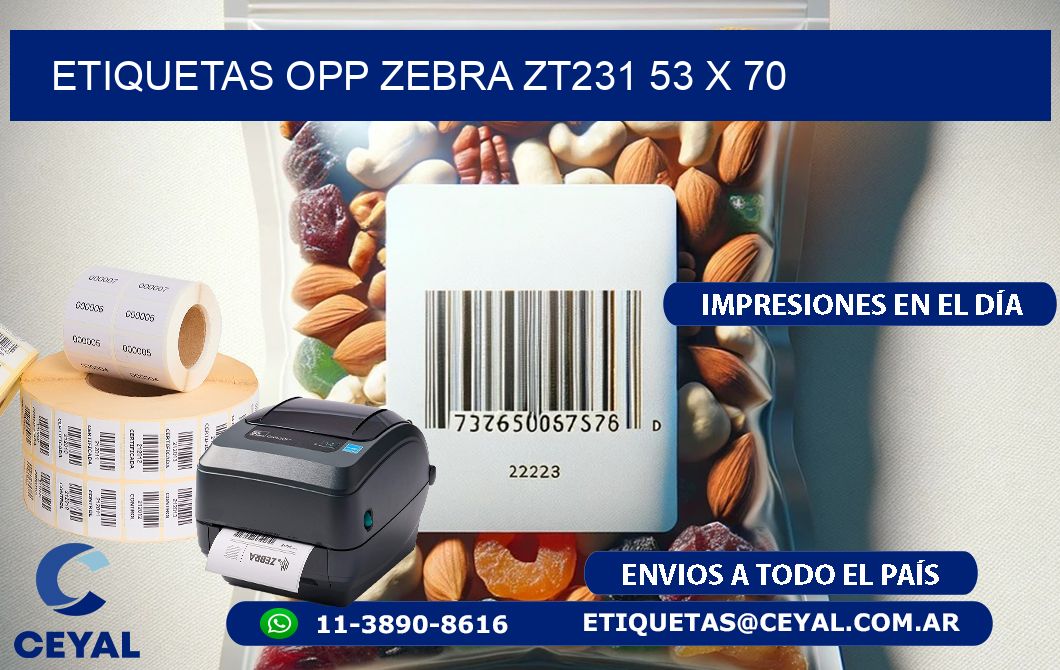 ETIQUETAS OPP ZEBRA ZT231 53 x 70
