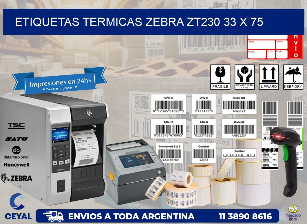 ETIQUETAS TERMICAS ZEBRA ZT230 33 x 75