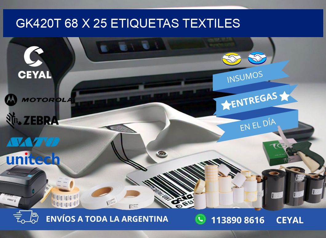 GK420T 68 x 25 ETIQUETAS TEXTILES