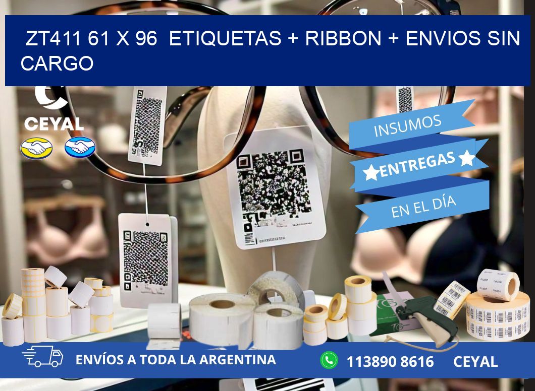 ZT411 61 x 96  etiquetas + ribbon + envios sin cargo