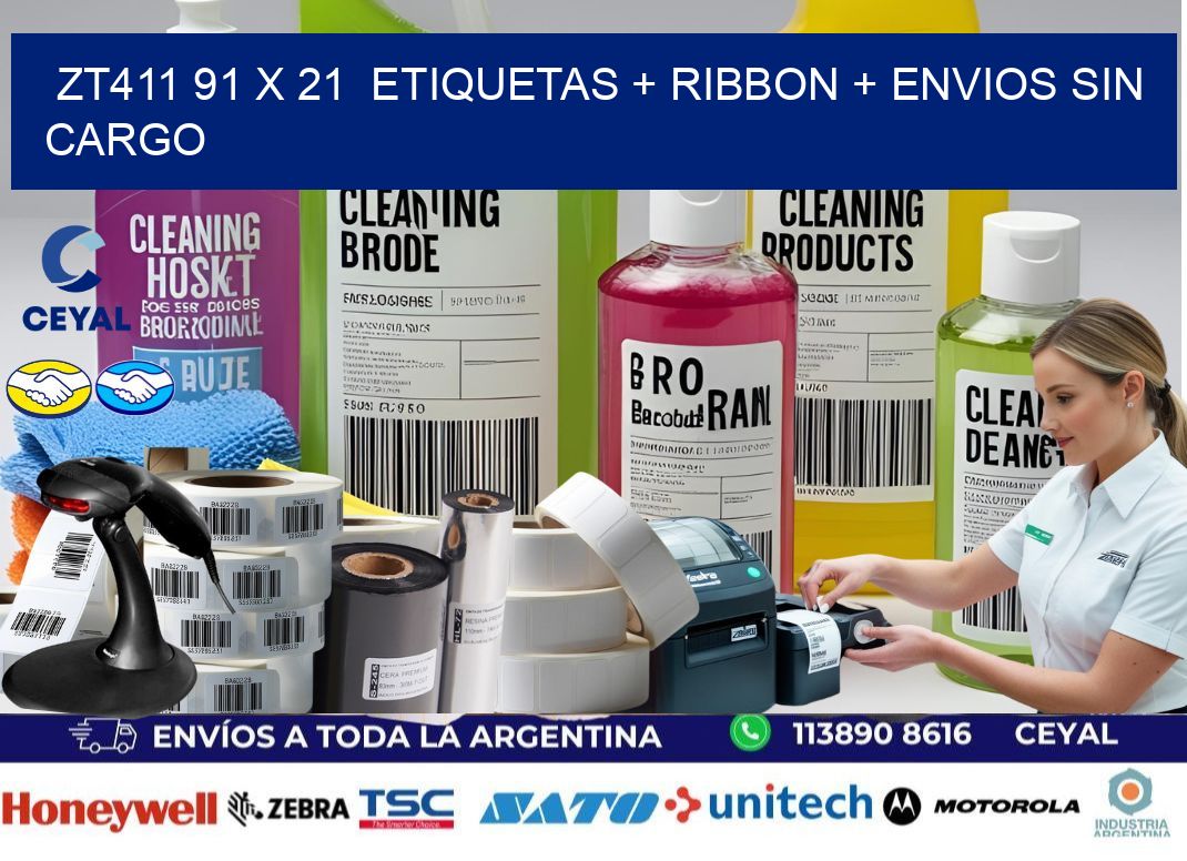 ZT411 91 x 21  etiquetas + ribbon + envios sin cargo