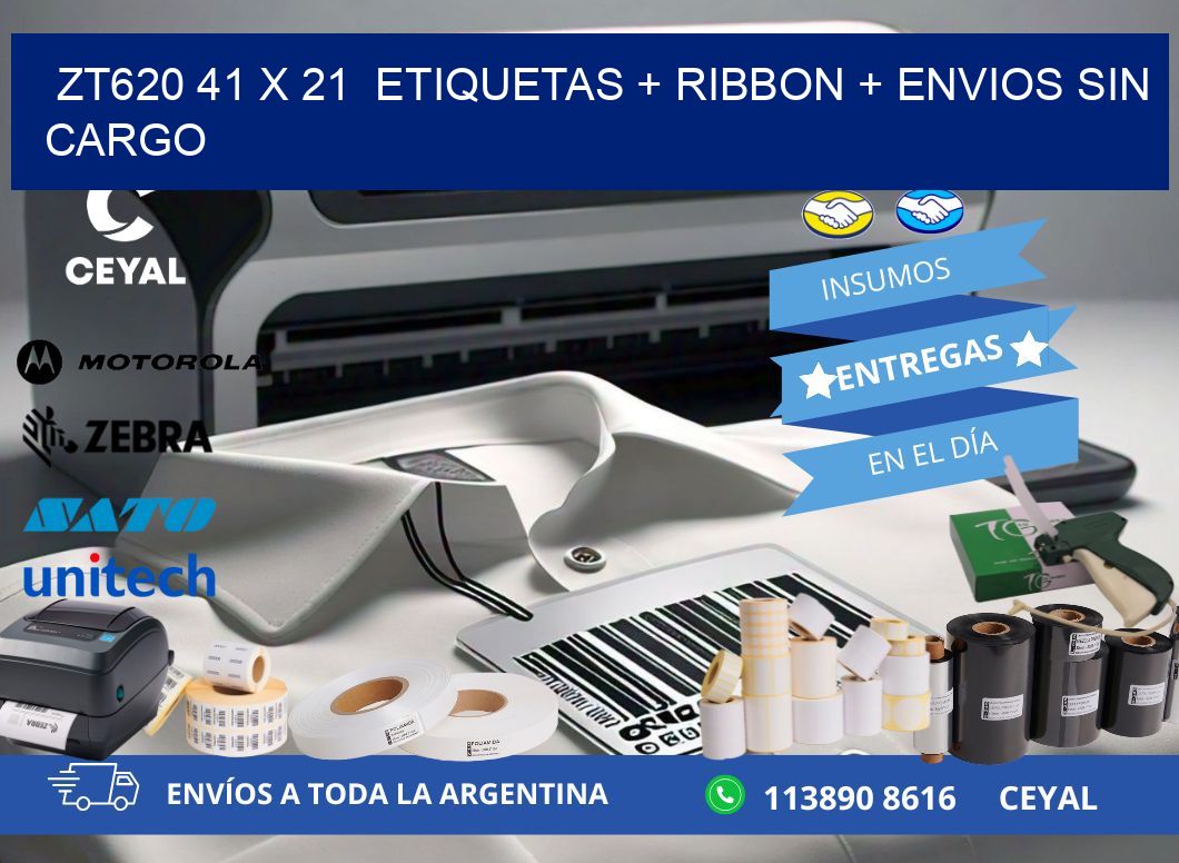 ZT620 41 x 21  etiquetas + ribbon + envios sin cargo