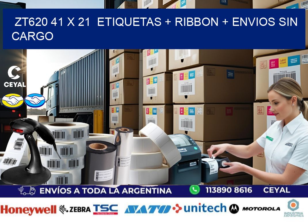 ZT620 41 x 21  etiquetas + ribbon + envios sin cargo