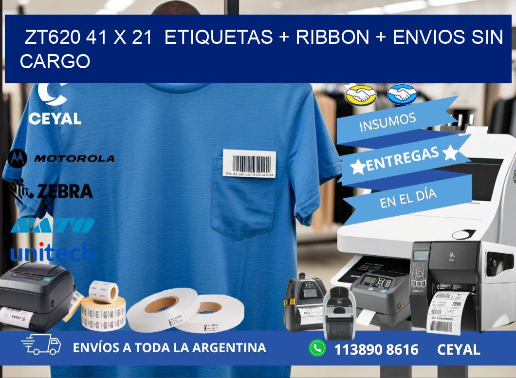 ZT620 41 x 21  etiquetas + ribbon + envios sin cargo