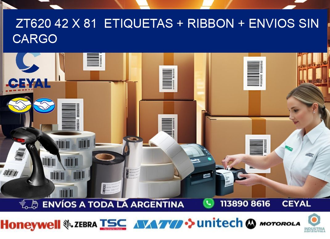 ZT620 42 x 81  etiquetas + ribbon + envios sin cargo