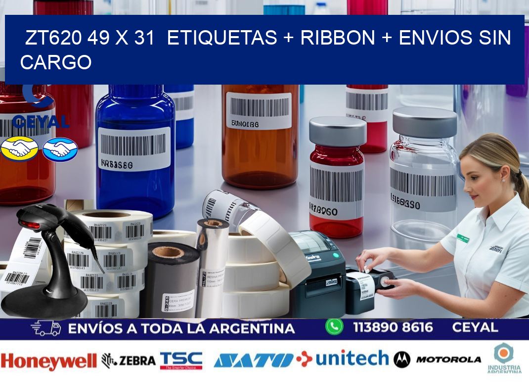 ZT620 49 x 31  etiquetas + ribbon + envios sin cargo