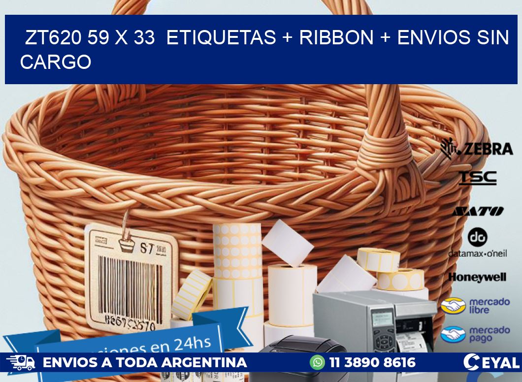 ZT620 59 x 33  etiquetas + ribbon + envios sin cargo