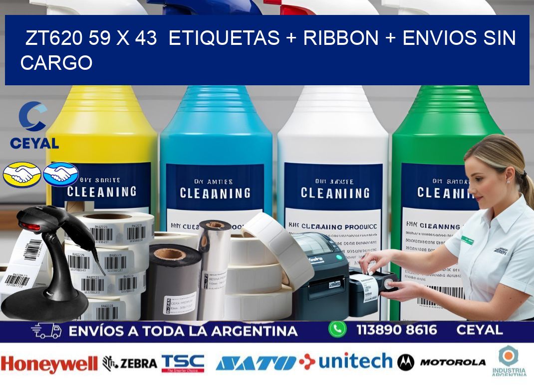 ZT620 59 x 43  etiquetas + ribbon + envios sin cargo