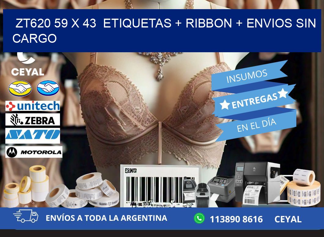ZT620 59 x 43  etiquetas + ribbon + envios sin cargo
