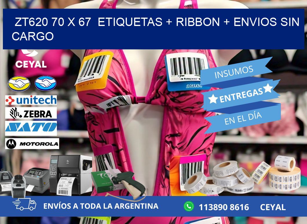 ZT620 70 x 67  etiquetas + ribbon + envios sin cargo