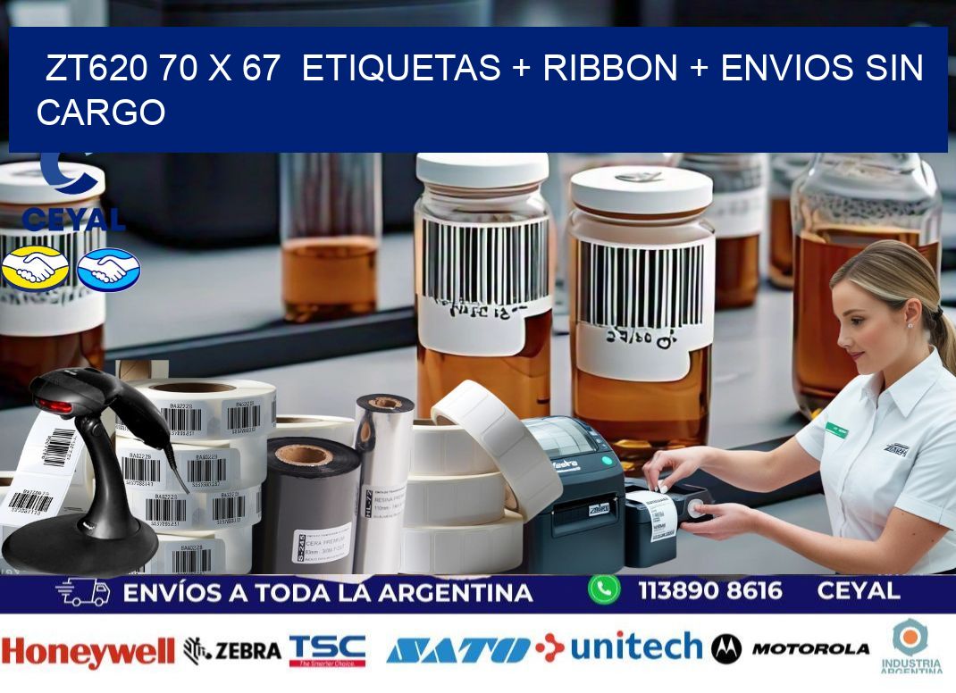ZT620 70 x 67  etiquetas + ribbon + envios sin cargo