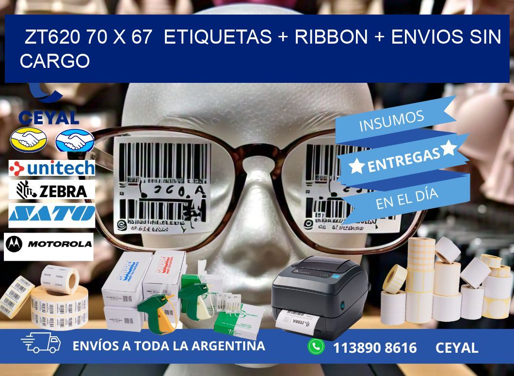 ZT620 70 x 67  etiquetas + ribbon + envios sin cargo