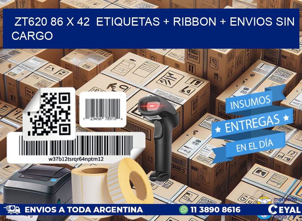 ZT620 86 x 42  etiquetas + ribbon + envios sin cargo