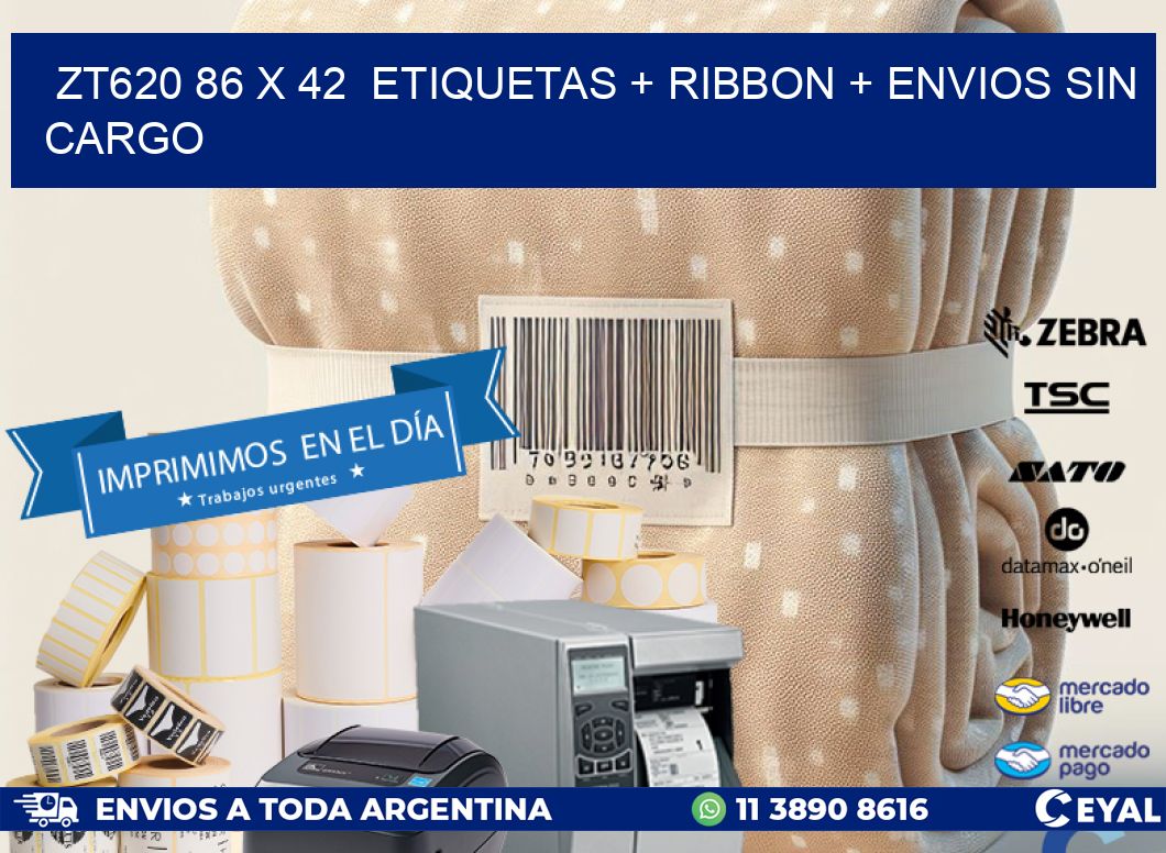 ZT620 86 x 42  etiquetas + ribbon + envios sin cargo