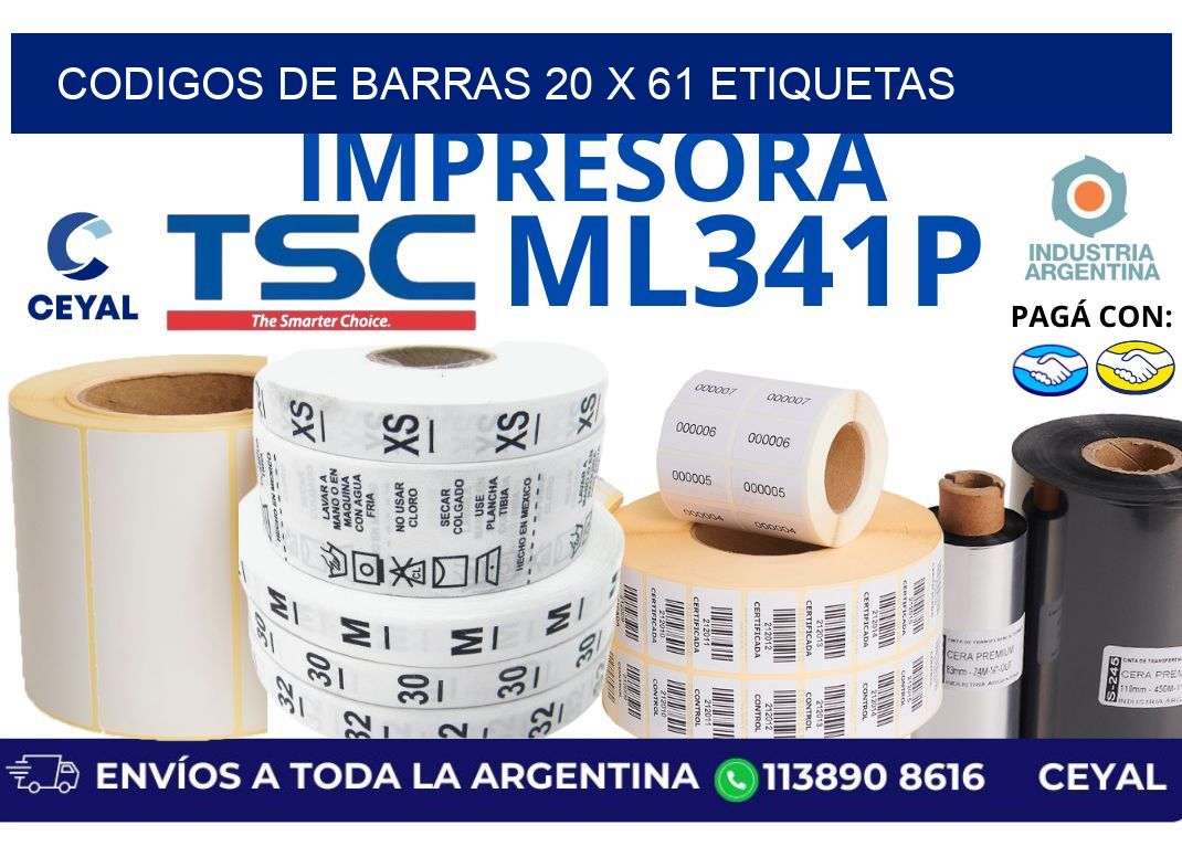 codigos de barras 20 x 61 etiquetas