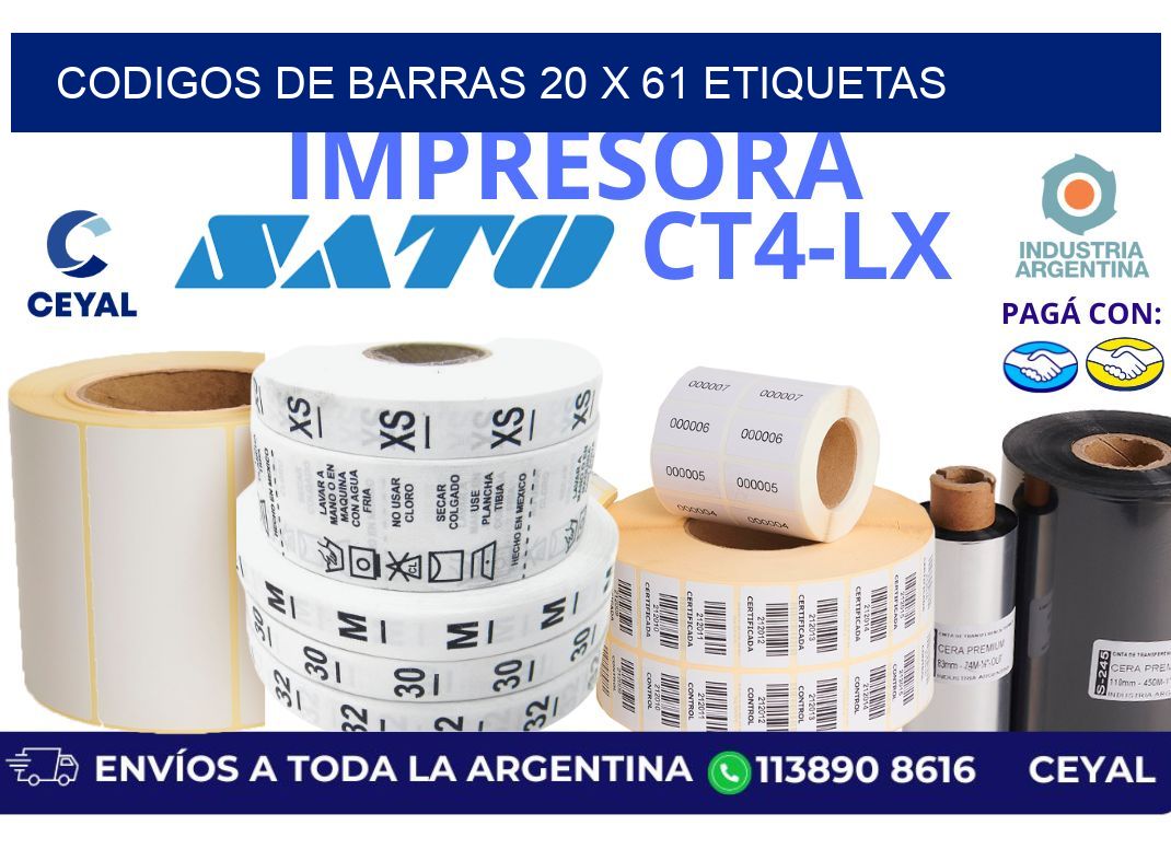 codigos de barras 20 x 61 etiquetas