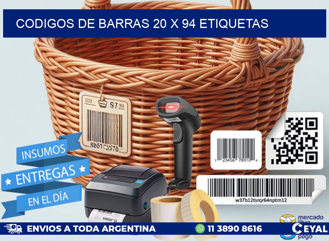 codigos de barras 20 x 94 etiquetas