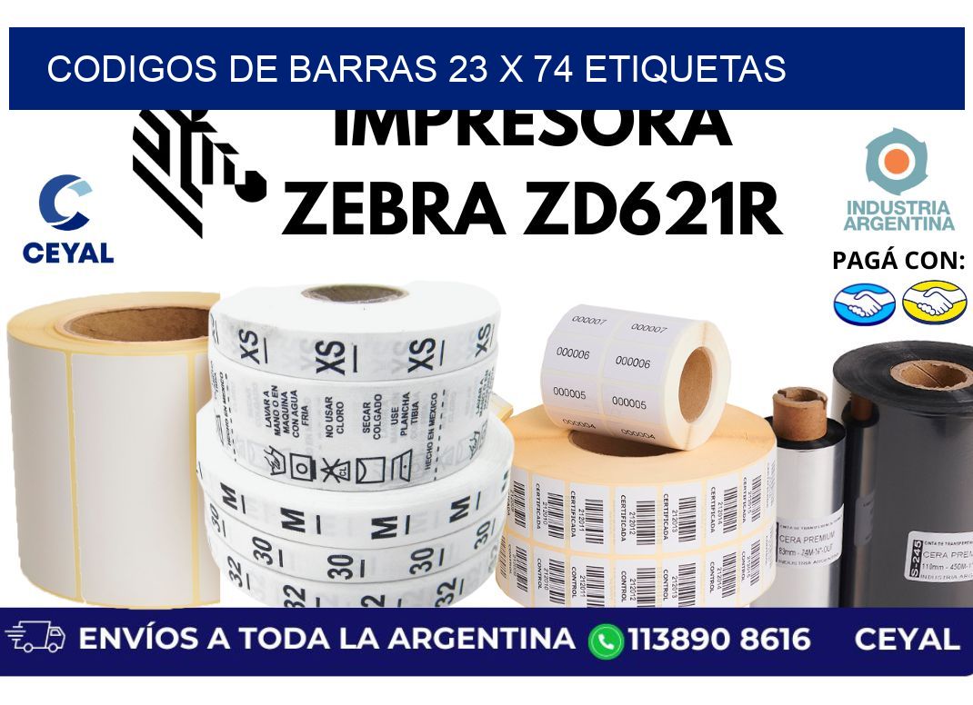 codigos de barras 23 x 74 etiquetas