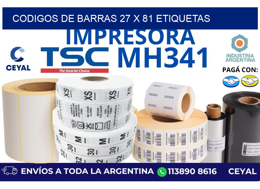 codigos de barras 27 x 81 etiquetas