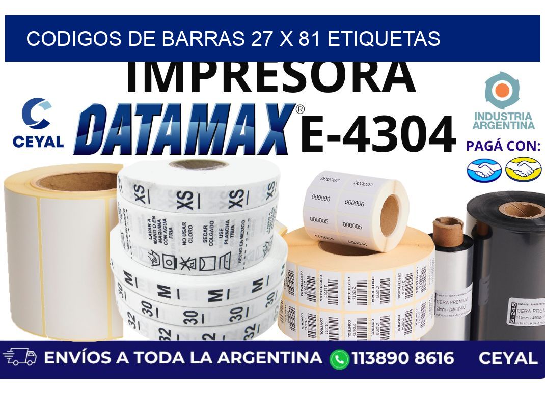 codigos de barras 27 x 81 etiquetas