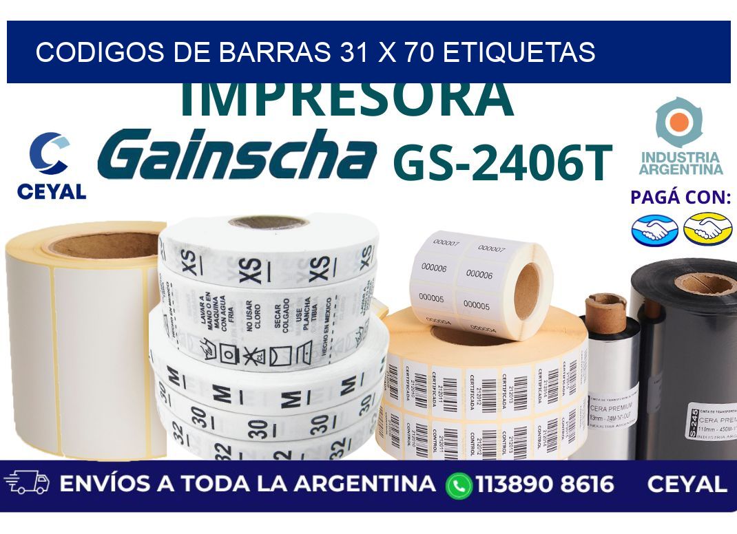 codigos de barras 31 x 70 etiquetas
